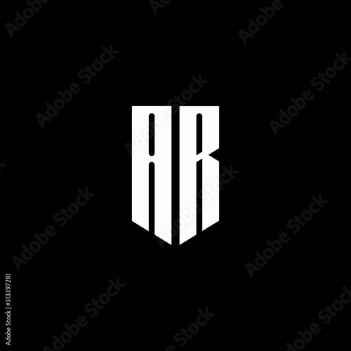 AR logo monogram with emblem style isolated on black background