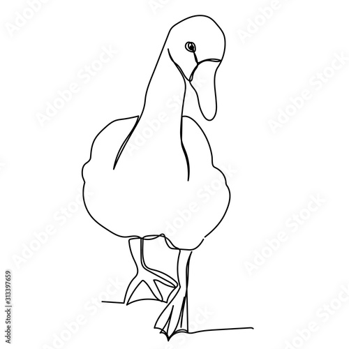  isolated, continuous line drawing duck, minimal design