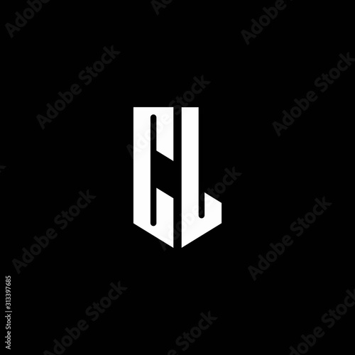 CL logo monogram with emblem style isolated on black background