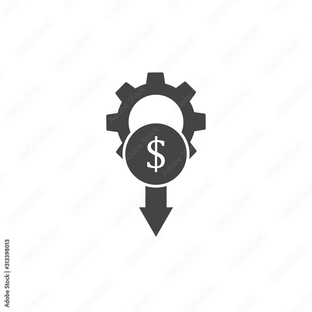 Cost reduction vector icon on white isolated background. Cost reduction vector icon on white isolated background.