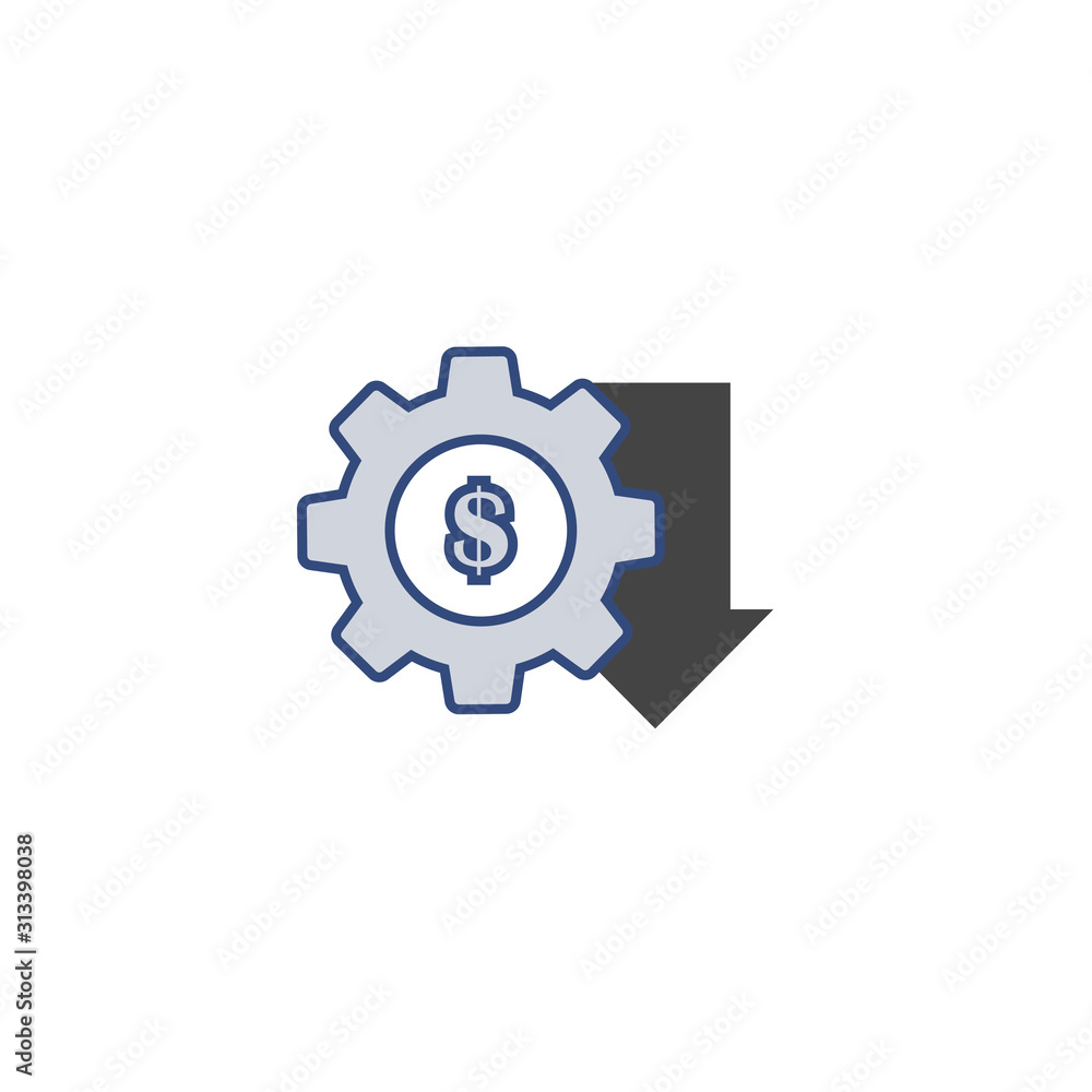 Cost reduction vector icon on white isolated background. Cost reduction vector icon on white isolated background.