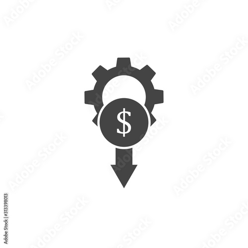 Cost reduction vector  icon on white isolated background.