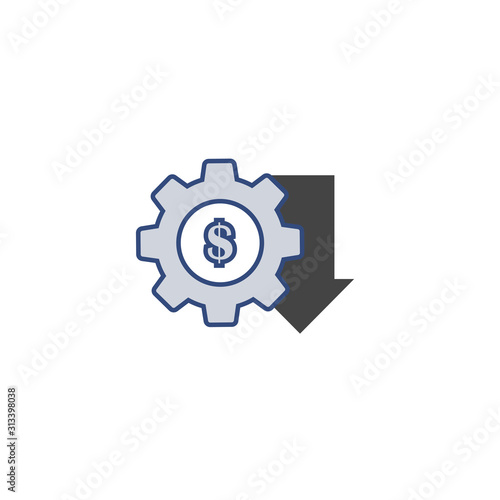 Cost reduction vector icon on white isolated background.