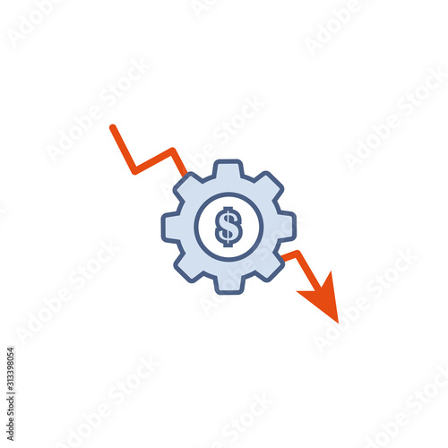 Cost reduction vector  icon on white isolated background.