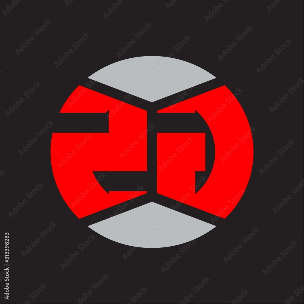 ZG Logo monogram with piece circle ribbon style on red colors and black background ZG Logo monogram with piece circle ribbon style on red colors and black background