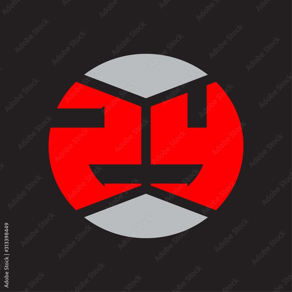 Fototapeta premium ZY Logo monogram with piece circle ribbon style on red colors and black background