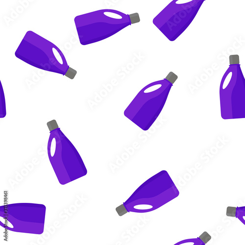 Bottle with chemical substance vector icon. Bottle with detergent, bleach seamless pattern on a white background.