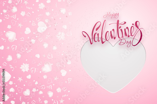 Valentine's day design, pink background. Sale poster blank love sale flyer.