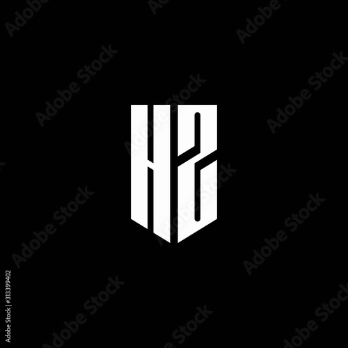 HZ logo monogram with emblem style isolated on black background