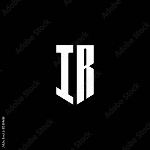 IR logo monogram with emblem style isolated on black background