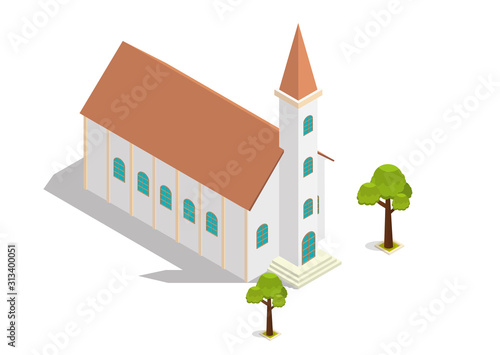isometric church building