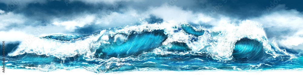 Sea storm panorama