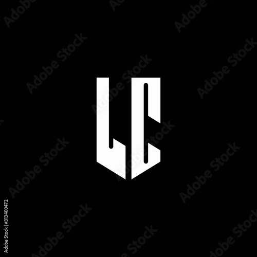 LC logo monogram with emblem style isolated on black background
