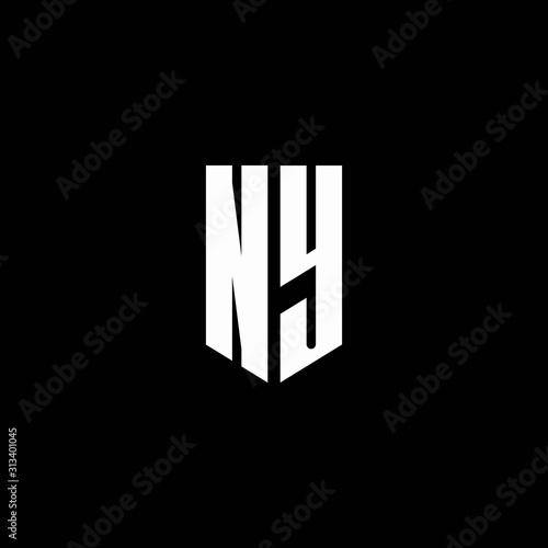NY logo monogram with emblem style isolated on black background