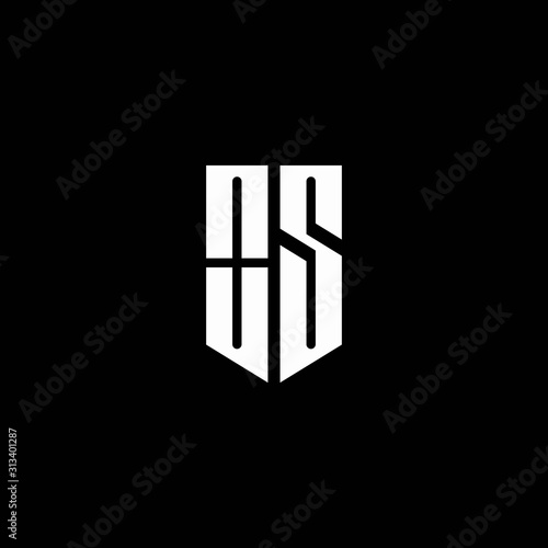 OS logo monogram with emblem style isolated on black background
