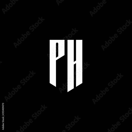 PH logo monogram with emblem style isolated on black background