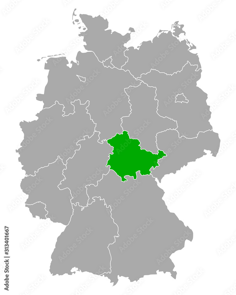 Karte von Thüringen in Deutschland