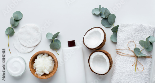 Eco natural products for spa with coconut natural cosmetics