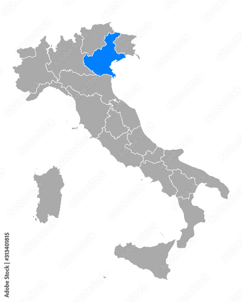 Karte von Venetien in Italien
