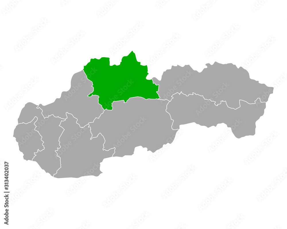 Karte von Zilinsky kraj in Slowakei