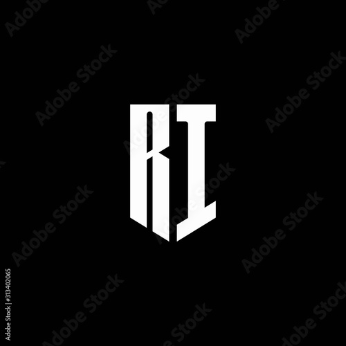 RI logo monogram with emblem style isolated on black background