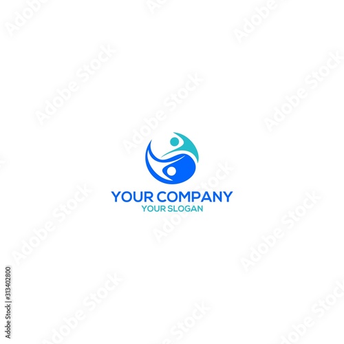 People Ying Yang Logo Design Vector