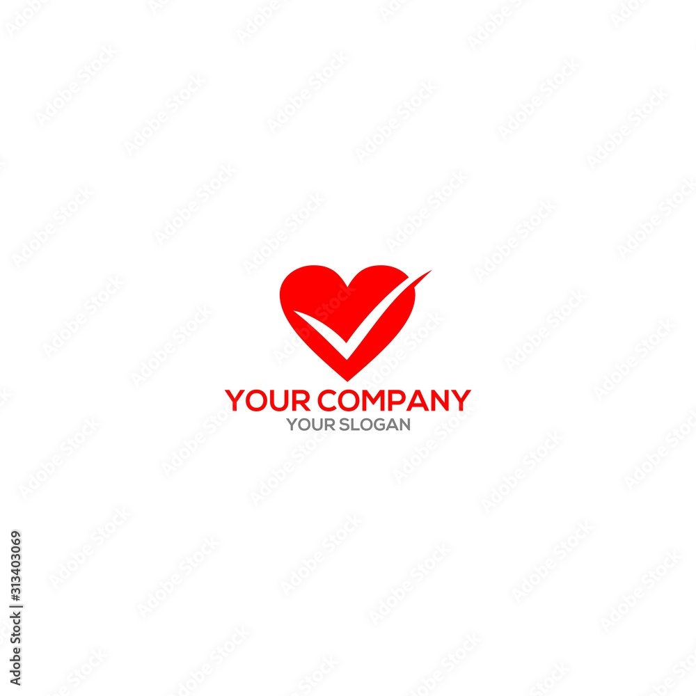 Love Check Mark Logo Design Vector
