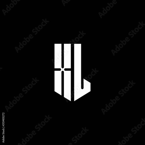 XL logo monogram with emblem style isolated on black background