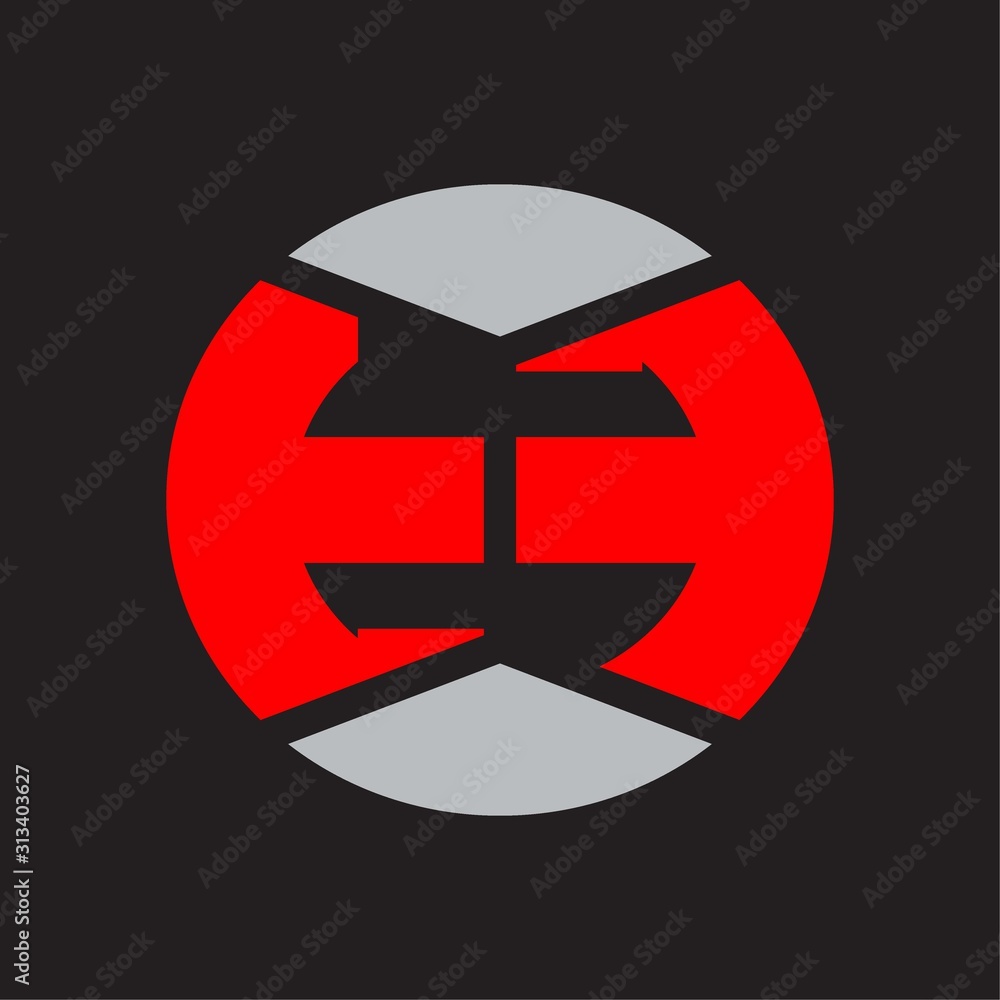 TF Logo monogram with piece circle ribbon style on red colors and black background TF Logo monogram with piece circle ribbon style on red colors and black background