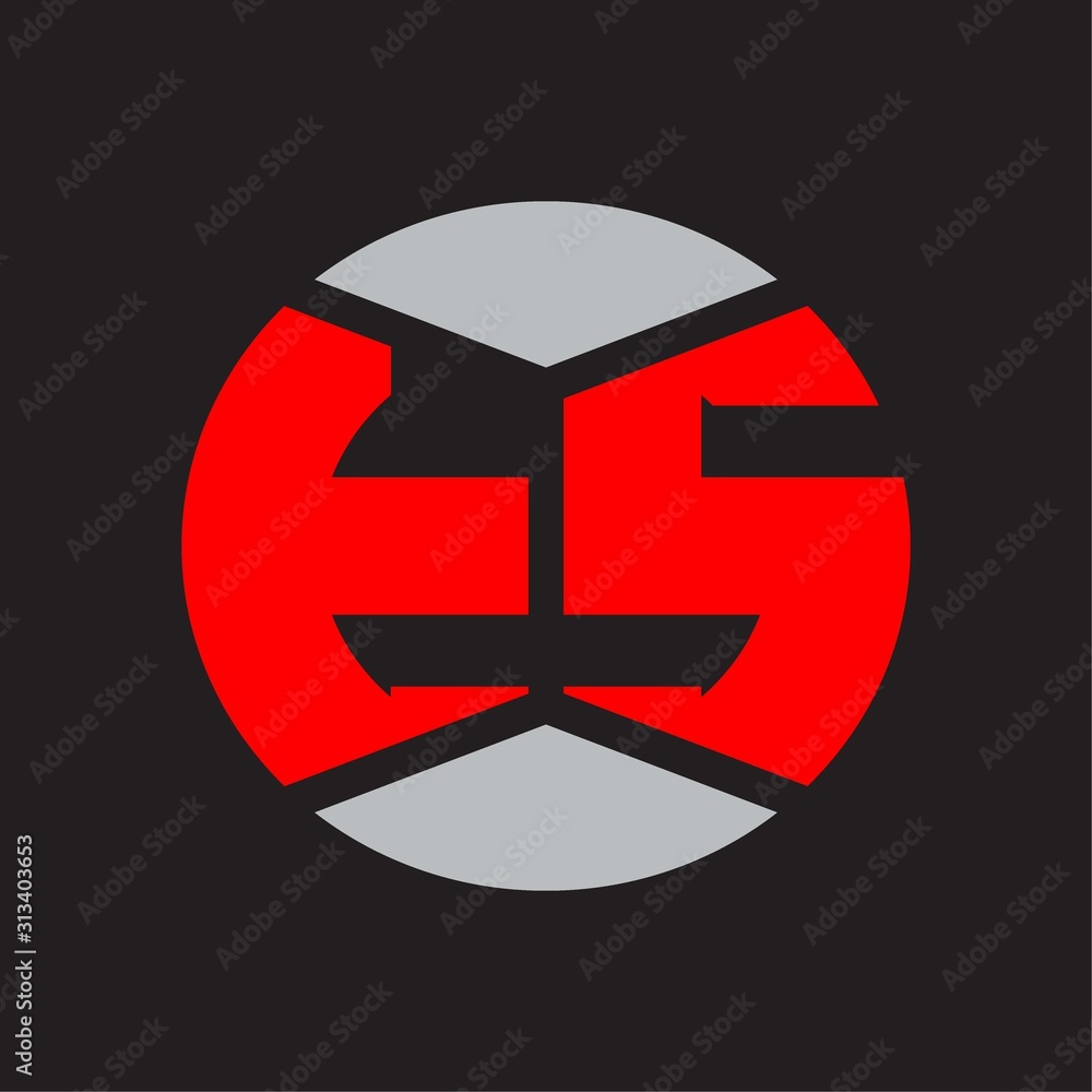 TS Logo monogram with piece circle ribbon style on red colors and black background TS Logo monogram with piece circle ribbon style on red colors and black background