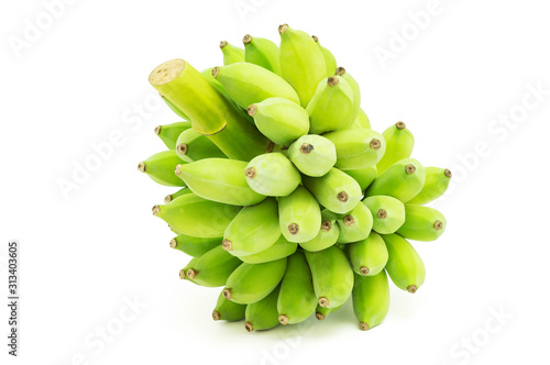 Bunch of green banana isolated on white background with clipping path photo