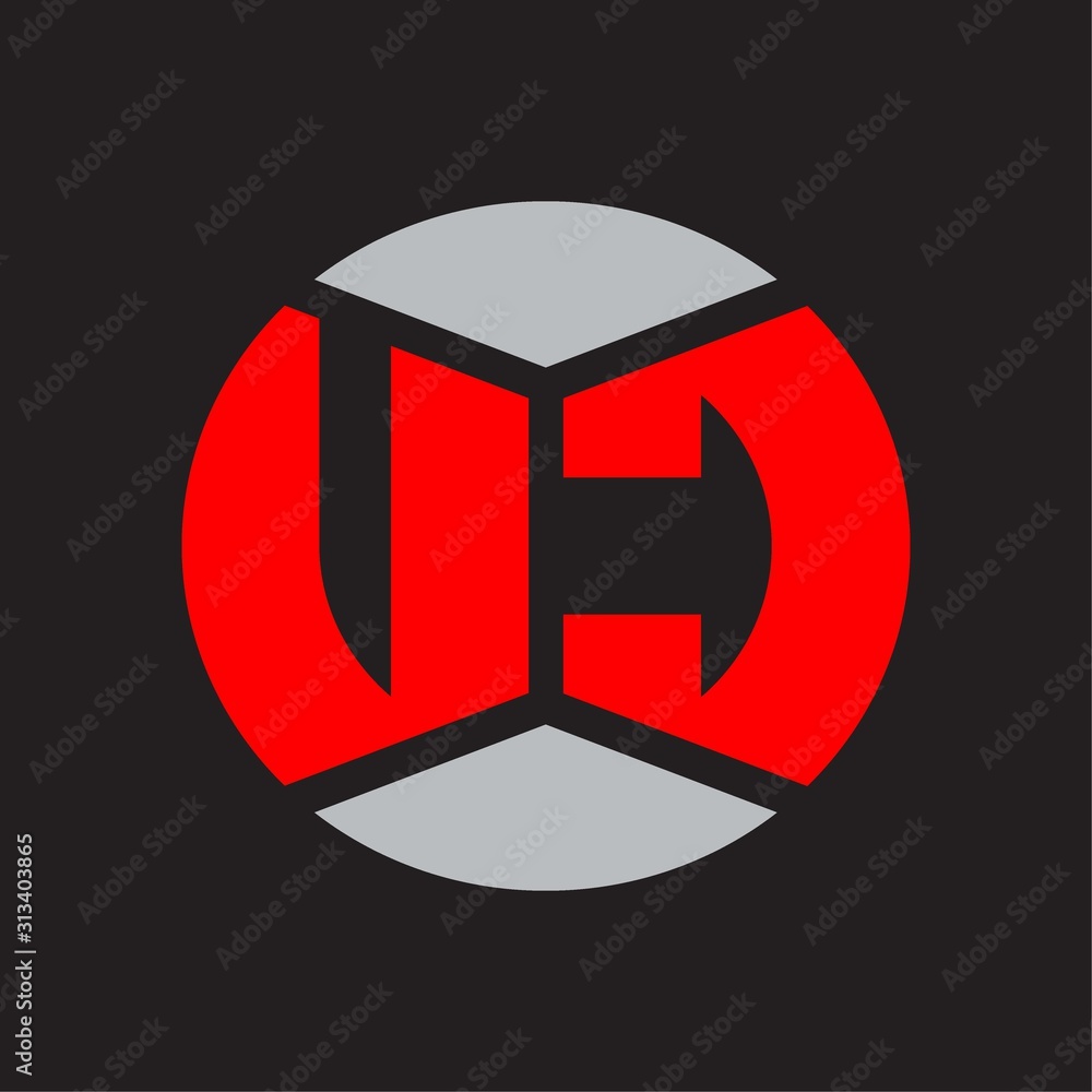 UC Logo monogram with piece circle ribbon style on red colors and black background UC Logo monogram with piece circle ribbon style on red colors and black background