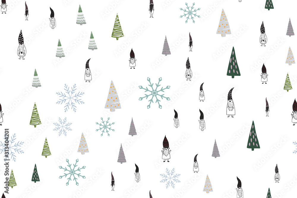 Seamless pattern a smile cute kids gnomes and Christmas gifts can use for any purpose in holiday surface background design Seamless pattern a smile cute kids gnomes and Christmas gifts can use for any purpose in holiday surface background design