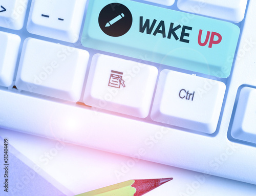 Принти на полотні Conceptual hand writing showing Wake Up