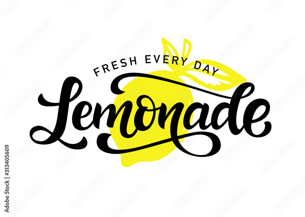 Lemonade vector logo badge, modern calligraphy logotype Stock