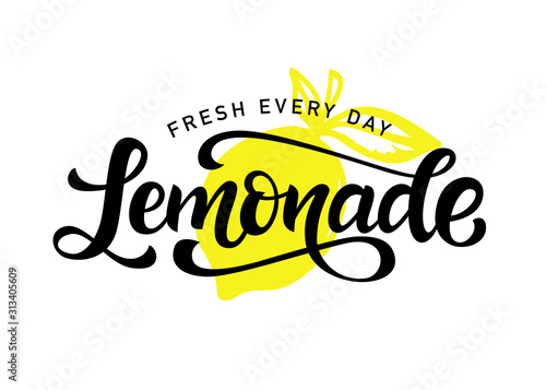 Lemonade vector logo badge, modern calligraphy logotype