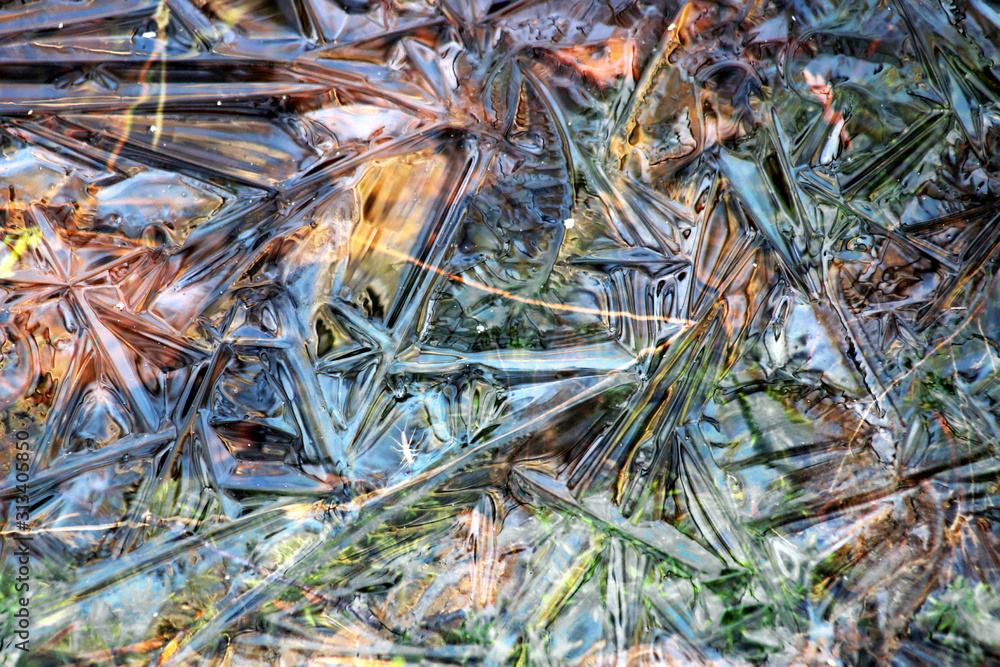 Abstract ice view from little pond called Pikku Katavalammi in Tammela, Southern Finland. 