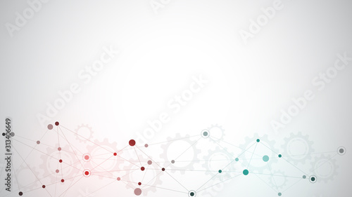 Abstract plexus background with connecting dots and lines. Global network connection, digital technology and communication concept. © Kingline