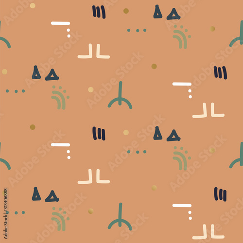 Seamless pattern hand drawn shapes texture vector.