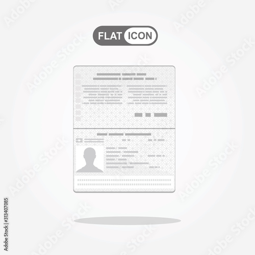 Passport with biometric data. Identification Document. Flat Vector Illustration