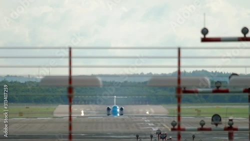 Twinjet airplane departure photo