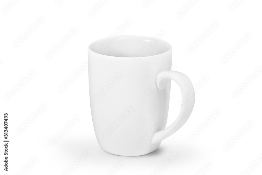 Fototapeta premium The white mug on a white background.