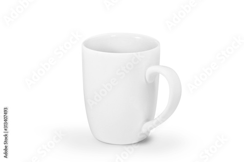 The white mug on a white background.