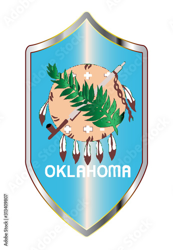 Oklahoma State Flag On A Crusader Style Shield