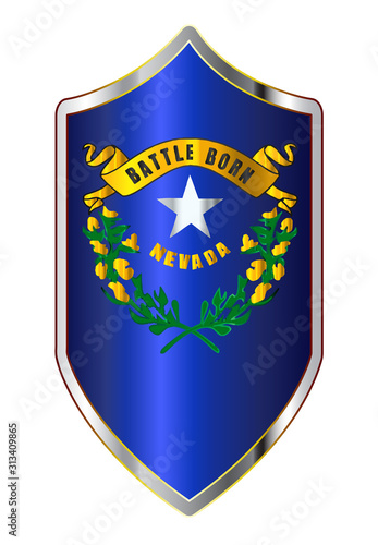 Nevada State Flag On A Crusader Style Shield