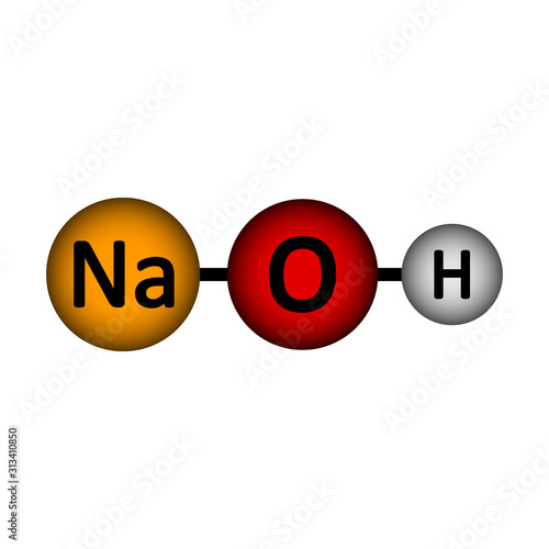 Sodium hydroxide molecule icon.