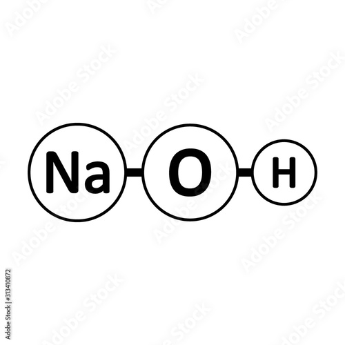 Sodium hydroxide molecule icon.