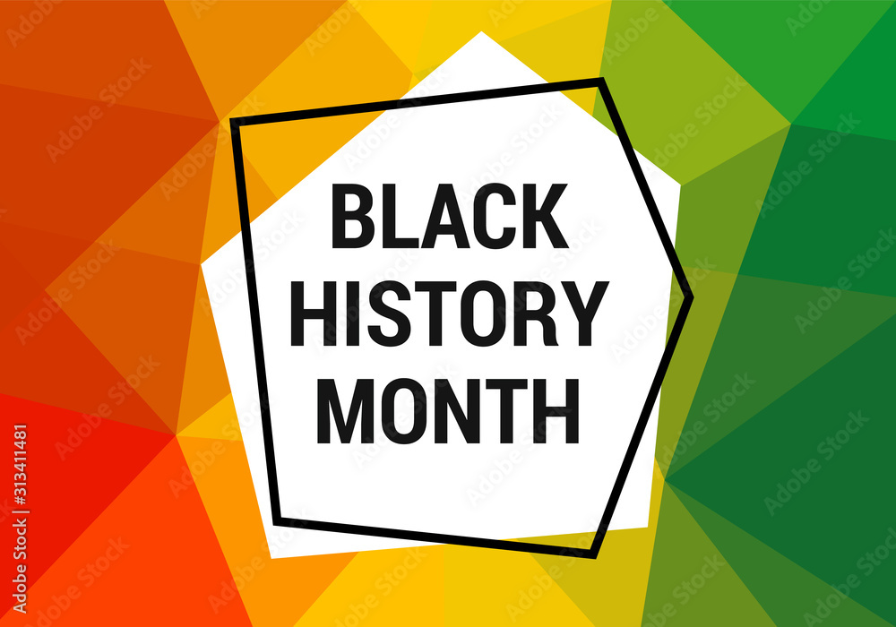 Black history month celebration vector banner. Art with low poly abctract modern African colors. African-American History Month illustration for social media, card, poster. - obrazy, fototapety, plakaty 