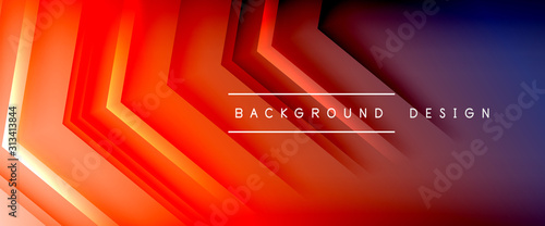 Arrow lines, technology digital template with shadows and lights on gradient background. Trendy simple fluid color gradient abstract background with dynamic straight shadow lines effect