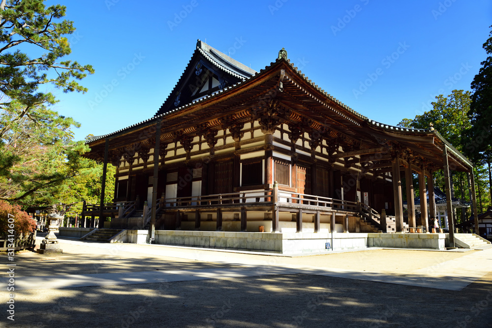 Koyasan, Japan - November 20, 2019: View of Kondo Hall at Danjo Garden Complex in Koyasan, Japan..Koyasan located in the Kansai region of Wakayama prefecture Koyasan, Japan - November 20, 2019: View of Kondo Hall at Danjo Garden Complex in Koyasan, Japan..Koyasan located in the Kansai region of Wakayama prefecture